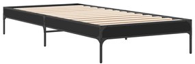 845031 vidaXL Cadru de pat, negru, 90x200 cm, lemn prelucrat și metal