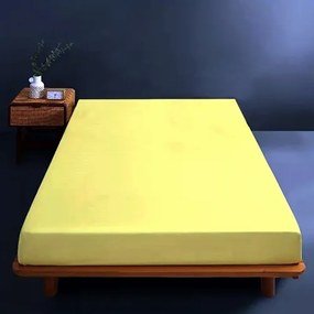 Cearceaf de pat cu elastic, 160x200cm, bumbac, galben