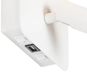 Aplică modernă albă cu LED cu USB și lampă de citit - Robin