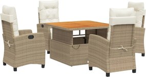 vidaXL Set mobilier de grădină cu perne, 5 piese, bej, poliratan