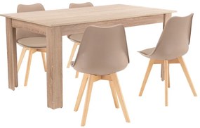 Set de masă Lola 4+1 bej-stejar Sonoma