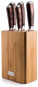 Set de cuțite Gourmet Nature G21, 5 bucăți, suport de bambus