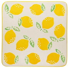 Coasters galbene/albe 4 buc. din ceramică Lemon – Sass &amp; Belle