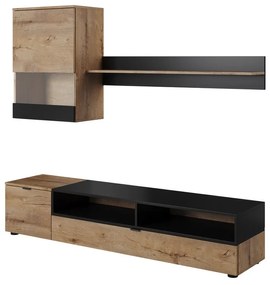 Set mobilier living Aise, stejar lefkas / negru