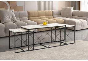 Set 3 măsuțe cafea Defenella (Marmură + negru). 1107088