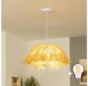 Brilagi - Lampă suspendată LED CERIA BOHO pe cablu, 1xE27/40W/230V, Ø 40 cm, abajur din rafie