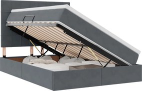 vidaXL Pat cu saltea și LED cu saltea Gri închis 140 x 190 cm Catifea