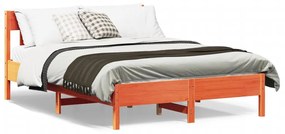 3216208 vidaXL Cadru de pat cu tăblie, maro ceruit, 160x200 cm, lemn masiv pin