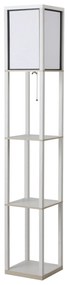 HOMCOM Lampă de Podea 40W cu 3 Rafturi Integrate și Comutator de Picior, Lampă Modernă din MDF și Acrilic, 26x26x160 cm, Alb | Aosom Romania
