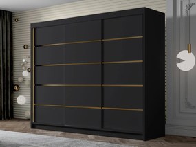 Dulap de haine cu uși culisante Fozzurt VII 250 (Negru + auriu) . Promo -17%. 1105713
