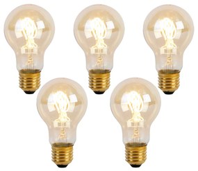 Set de 5 becuri cu filament spiralat LED E27 A60 Goldline 2W 150lm 2200K