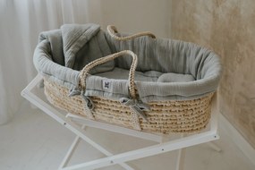 Cos pentru bebe cu suport Si material textil In culoarea alb-mac, MEEKO