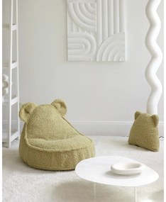 Pernă decorativă pentru copii verde cu tapițerie din țesătură bouclé Bear – Wigiwama