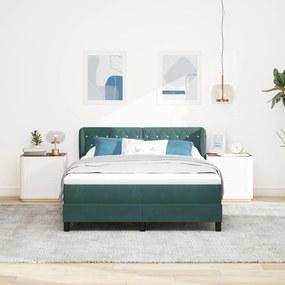 Pat cu arcuri și saltea vidaXL Verde Întunecat 160x200 cm Catifea