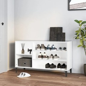 Pantofar, alb extralucios, 102x36x60 cm, lemn compozit 1, Alb foarte lucios