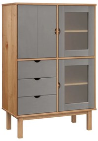 351307 vidaXL Dulap înalt OTTA, maro și gri, 85x43x125 cm, lemn masiv de pin