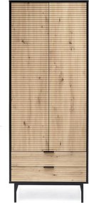 Dulap MURANO, stejar artisan/negru, cu 2 usi si 2 sertare, 80x53x205 c