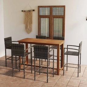 3068018 vidaXL Set mobilier bar de grădină, 7 piese, gri