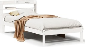 vidaXL Cadru pat fără saltea, alb, 90x190 cm, lemn masiv de pin