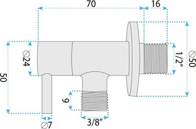 Robinet coltar 1 2   x 3 8   negru