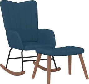 vidaXL Scaun balansoar cu taburet, albastru, catifea
