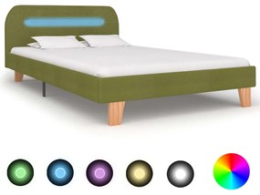 Cadru de pat cu LED-uri, verde, 120 x 200 cm, material textil Verde, 120 x 200 cm