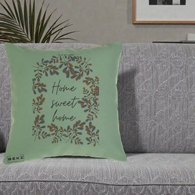 Perna Decorativa Home Sweet Home Frunze Colorate, 40x40 cm, Verde, Husa Detasabila, Perna Inclusa, BEKZ®