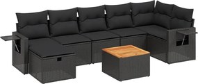 vidaXL Set mobilier de grădină cu perne, 8 piese, negru, poliratan