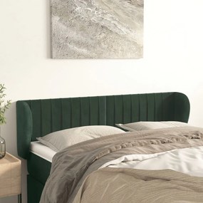 vidaXL Tăblie de pat cu aripioare verde închis 147x23x78/88 cm catifea