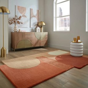 Covor teracotă țesut manual din lână 120x180 cm Lozenge Terracotta – Flair Rugs