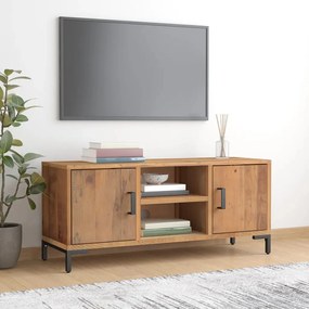 Comoda TV, maro, 110x35x48 cm, lemn de pin masiv reciclat 1, Maro, 110 x 35 x 48 cm