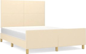 vidaXL Cadru de pat fără saltea, crem, 140x190 cm, textil