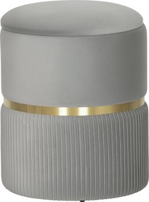 HOMCOM Taburet rotund de depozitare, Taburet tapițat cu catifea și capac detașabil, șezut căptușit și spațiu de depozitare ascuns, Gri deschis | Aosom Romania