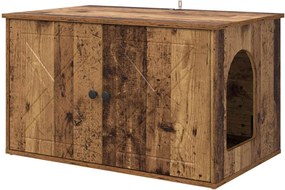 vidaXL Casa pentru pisici Lemn vechi 85 x 55 x 50 cm Lemn compozit