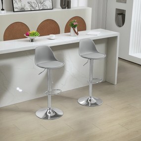 Homcom Set 2 Scaune Bar – Reglabile, Cu Spatar si Pivotante | Aosom Romania