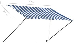 Copertina retractabila cu LED, albastru si alb, 250 x 150 cm Albastru si alb, 250 x 150 cm