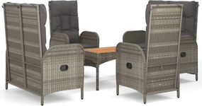 vidaXL Set mobilier de grădină cu perne, 5 piese, gri, poliratan