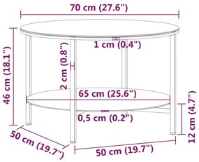 Masa de ceai, negru si transparent,70 cm, sticla securizata 1, Transparent