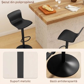 HOMCOM Set 2 Scaune de Bar cu Spătar Ergonomic, 38,5x40x76,5-97,5 cm, Alb | Aosom Romania