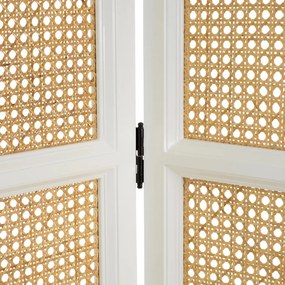 Paravan decorativ LUX, Lemn, Rattan, Bahamas alb