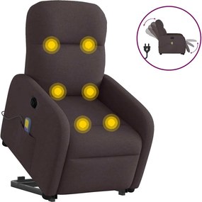 vidaXL Fotoliu electric masaj rabatabil cu ridicare maro închis textil
