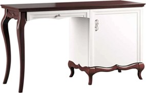 Birou lemn masiv nuc Milan Alb-, 136,3 × 48 × 78,2 cm - stanga