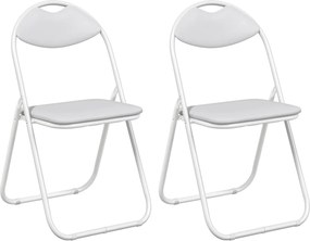 vidaXL Scaun pliant 2 pcs Alb 48 x 43,5 x 81 cm Piele artificială