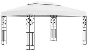 vidaXL Pavilion cu acoperiș dublu, alb, 3 x 4 m