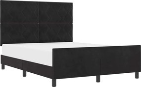 vidaXL Pat cu arcuri cu headboard Negru 140 x 190 cm Catifea