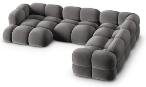 Colțar gri cu tapițerie din catifea (cu colț pe partea dreaptă/în formă de "U") Loretto – Cosmopolitan Design