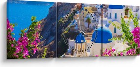 Tablou - Santorini, Grecia (cu ceas) (90x30 cm)