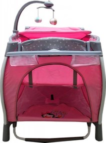 Patut Pliabil rotund cu balansoar, Tarc copii Baby Care™ PRO FRW, 2 Niveluri de inaltime, Cu melodii si Masa infasat, Carusel cu jucarii din plus,