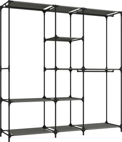 HOMCOM Dulap Textil Compact cu 3 Bare pentru Umerașe, 5 Rafturi și Structură din Oțel, 182 x 43 x 182 Cm, Negru | Aosom Romania