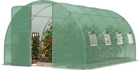 Outsunny Seră tunel pentru grădină 12 m², seră tunel 295x400x200 cm ușă și 8 ferestre, husă PE 140 g/m² verde | Aosom Romania